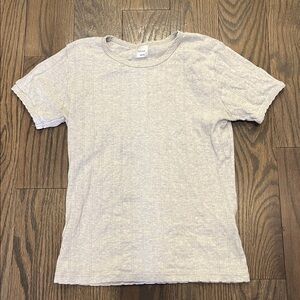Leset pointelle slim fit tee gray